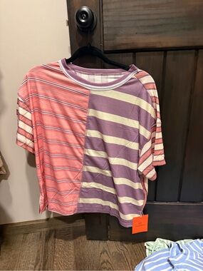 Girls' Two-Tone Pink & Lavender Striped Tee